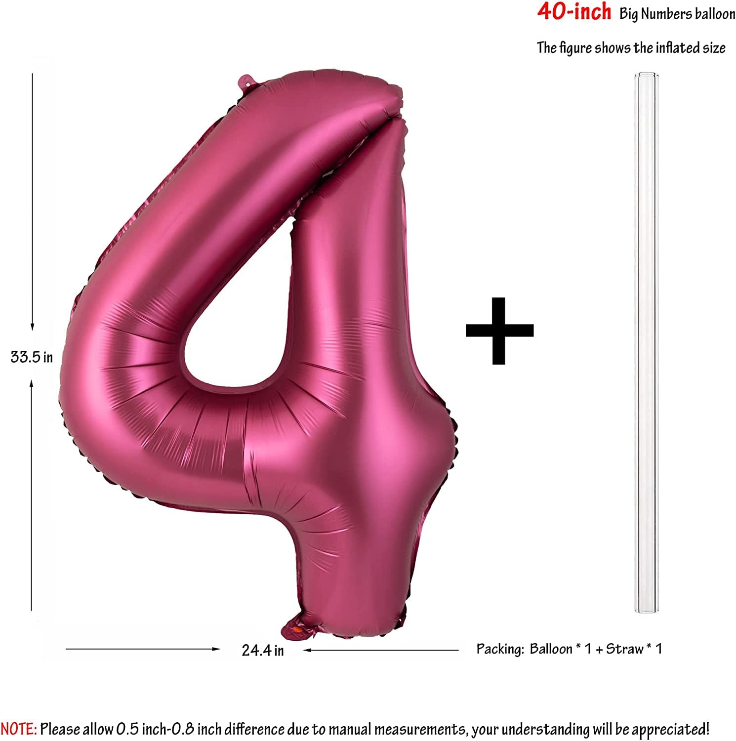 Red 0 balloon 40 Inch Giant Helium Foil Number 0 to 9 Red Balloon Birthday Wedding Party Digital Decorations (Number 0) — view 152