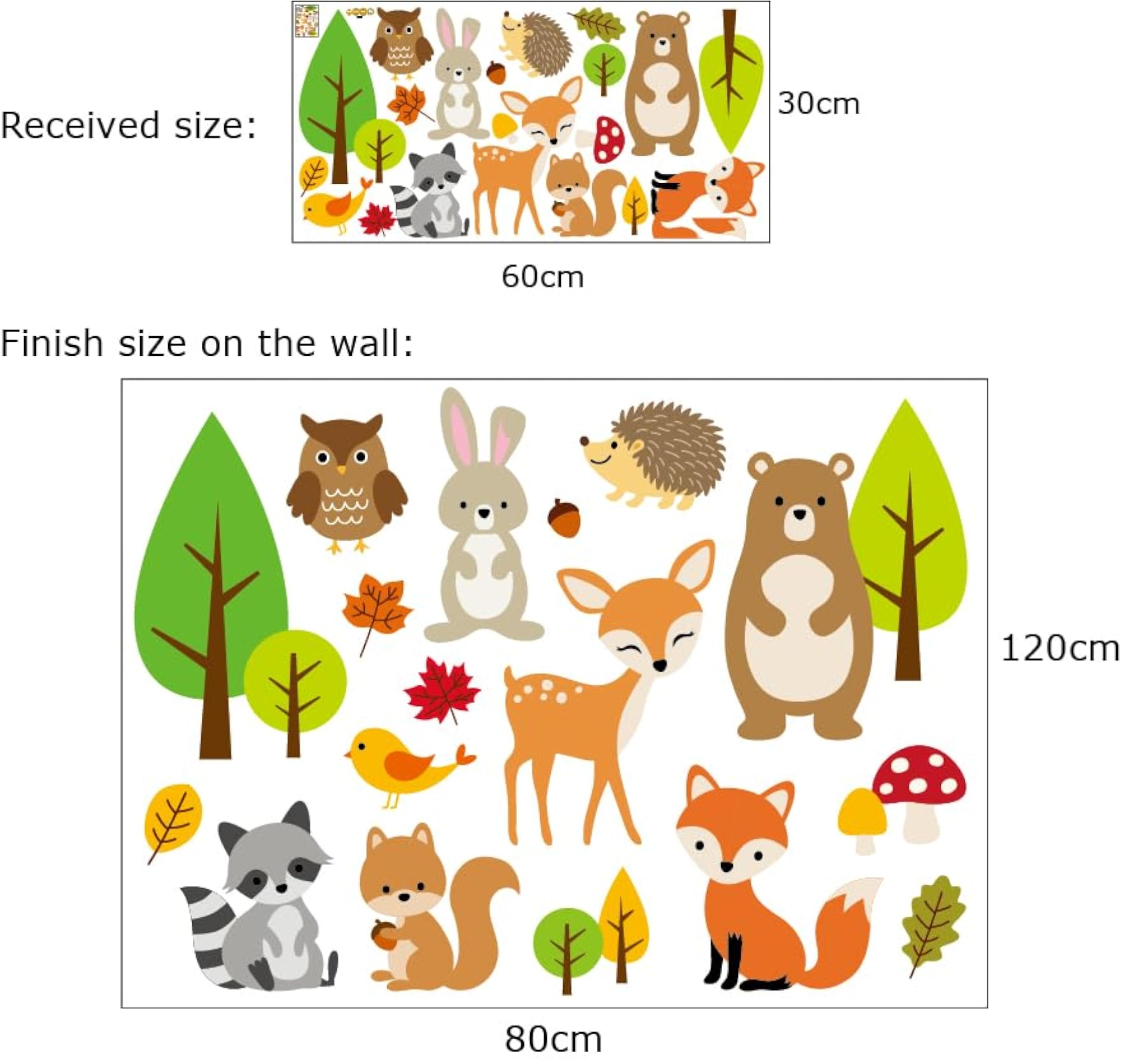 Multicolor Cute Cartoon Animals Wall Sticker