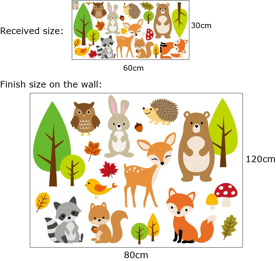 Image of Enchanted Forest Friends Animals Wall Sticker Woodland Wall Decal Owl Wall Decal Fox Woodland Nursery Sticker Baby Room Art Home D�cor Nursery Classroom Bedroom Boho Wall D�cor