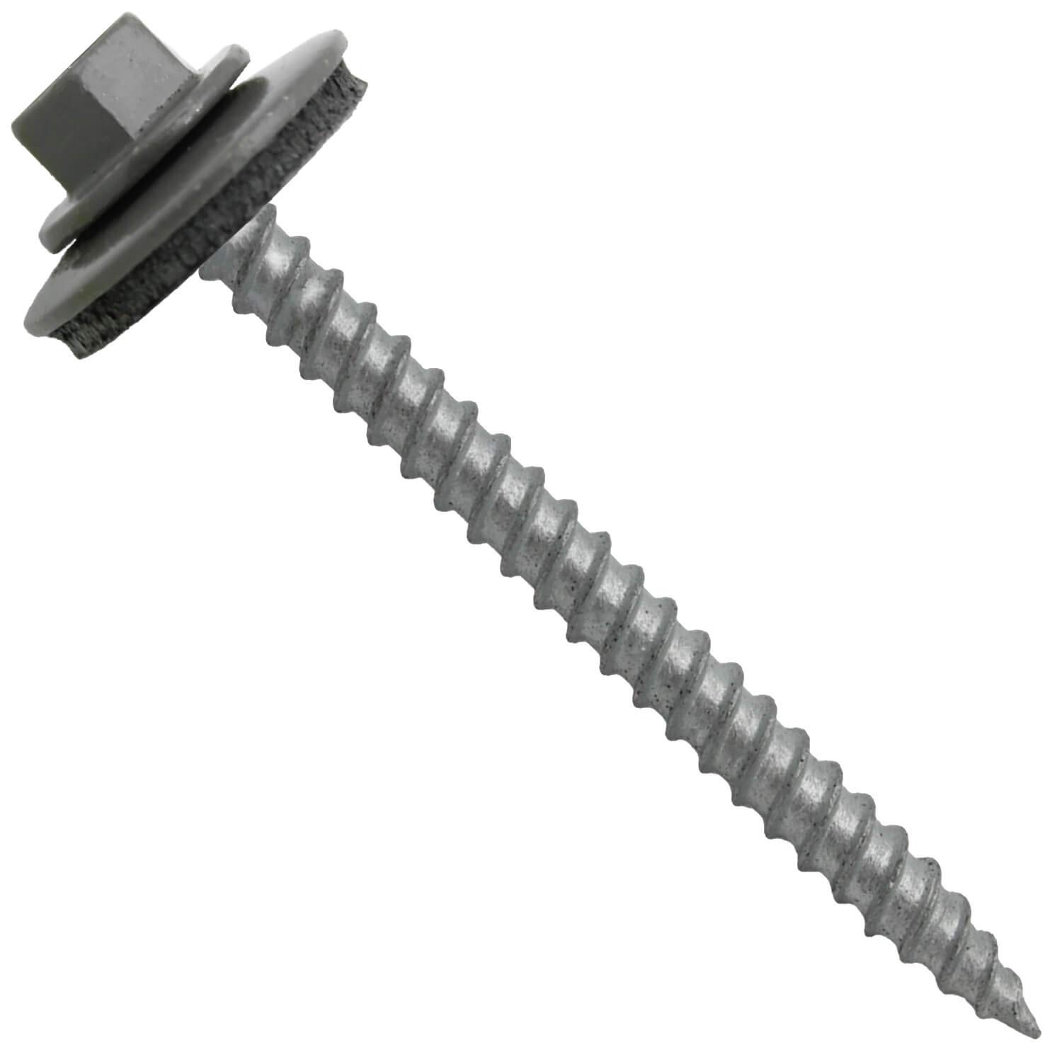 Metal Roofing Screws: (250) 12 x 2-1/2 Charcoal Hex Head Sheet Metal Roof Screw. Sharp Point Metal to Wood siding Screws. EPDM Washer. Colored Head