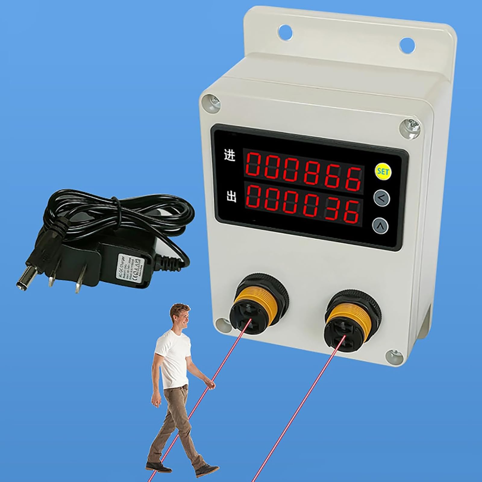 Compteur de trafic client pour magasins de détail, compteur de personnes avec capteur et réflecteur, 0-99999 bidirectionnel, facile à installer, pour musée