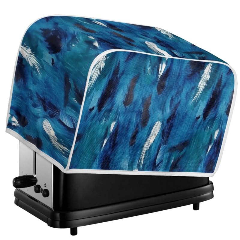 Kuiaobaty Paint Blue 2 Slice Toaster Cover with Hook, Peacock Blue Bread Maker Cover Dustproof Caps for Two Slice Toaster Kitchen Appliance