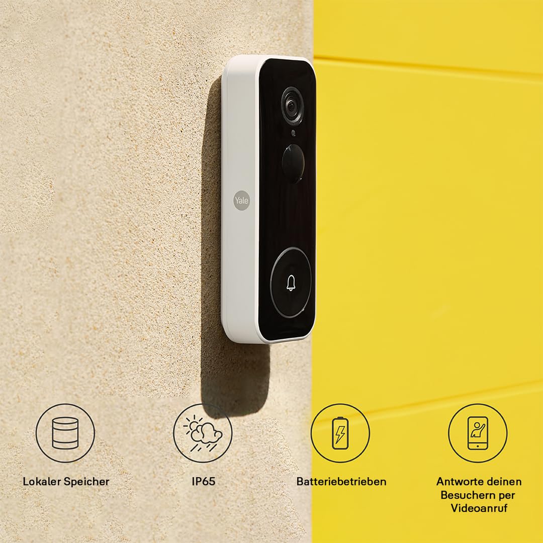 Yale Smart Video-Türklingel - Full HD Live Ansicht & Zwei-Wege-Audio inkl. Yale Türklingel-Gong, Plug-in-Installation - EU- und UK-Strommodule