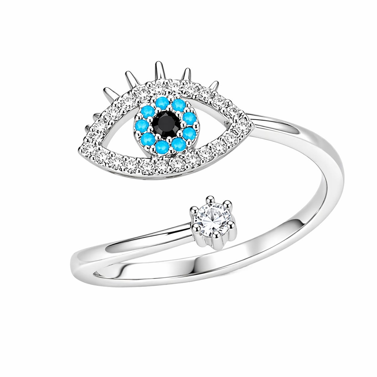 Evil Eye Adjustable Ring for Women Open Ring Zircon Stone Finger Ring Fashion Jewelry Adjustable Size Minimalist Stylish Ring for Girls Daily Look Gift Item-picture-42