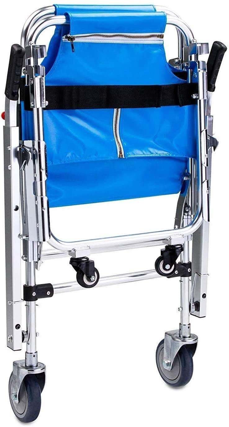 Silla de escalera de evacuación Silla camilla hacia arriba y hacia abajo Silla elevadora plegable de aleación de aluminio Silla elevadora de emergencia de 4 ruedas Silla de escalada para ambulancia H