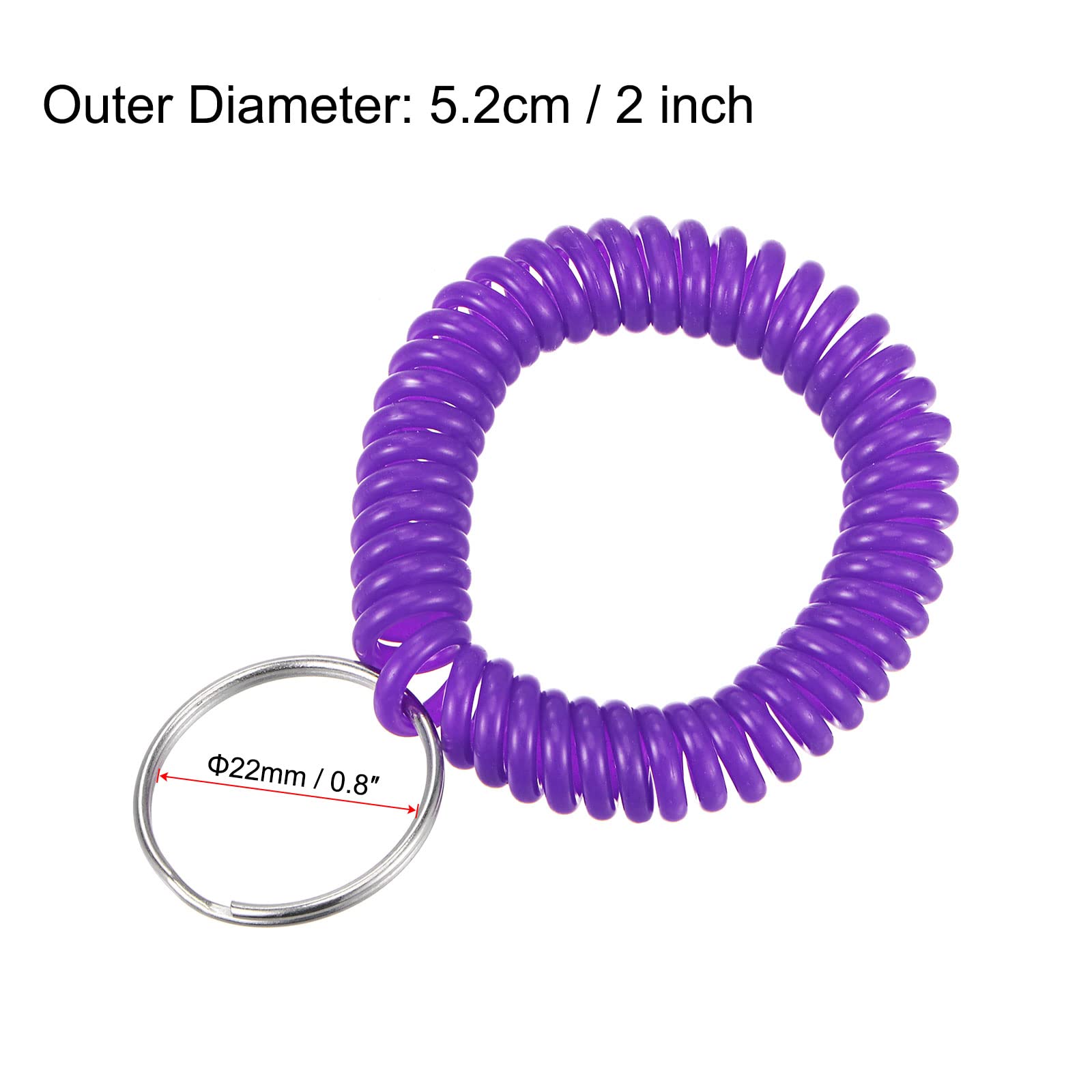 PATIKIL Spiral Keychain, 4 Pack Plastic Wrist Coil Keyring Wristband Stretchable Key Holder Lanyard for Sports Outdoor Purple - Image 2