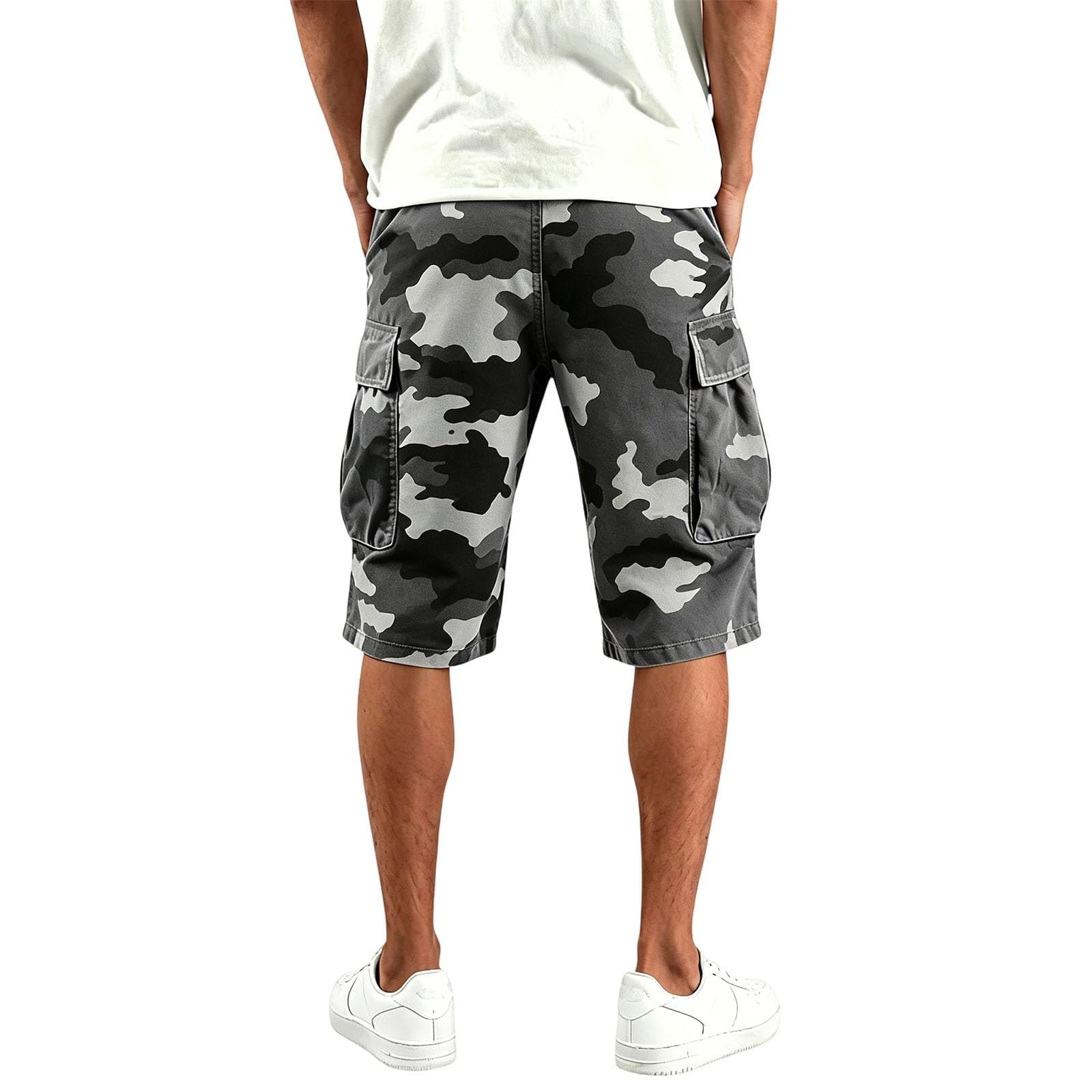 Short de travail pour homme, motif camouflage, hip-hop, surdimensionné