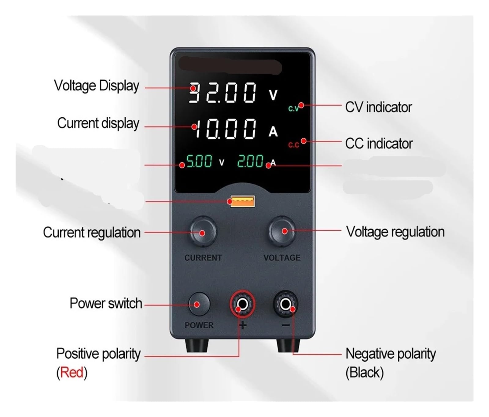 Fuente de alimentación CC Ajustable, Fuente de alimentación de Banco Digital de 30V 10A, Interruptor regulador de Voltaje de Fuente de alimentación estabilizada(4digit sNPS3010W)