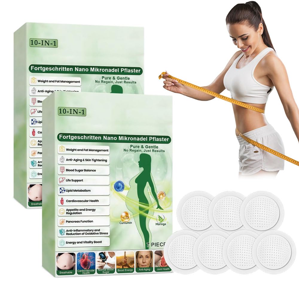 Cerotti Dimagranti Moringa 10 in 1, 2 Confezioni Nano Microneedle Patch, Cerotti Corpo Naturali, Invisibili sotto i Vestiti, Adatto a Tutti i Tipi di Pelle, per Uomo e Donna