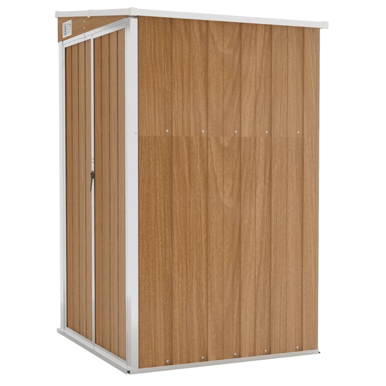 Gecheer Capanno Giardino a Parete,Capannone,Casetta,per Attrezzi,Casetta Porta Attrezzi,Porta Attrezzi da Giardino,Rimessa Attrezzi da Giardino,Capanno Attrezzi,Marrone 118x100x178 cm Acciaio Zincato