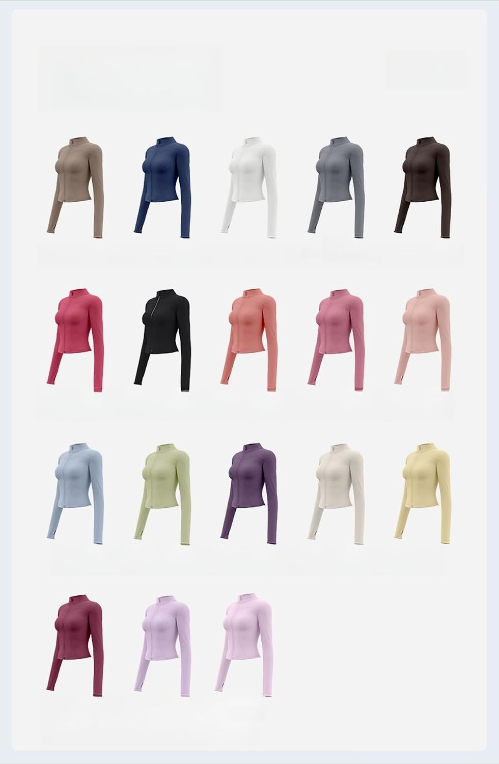 Women's Slim Fit Full Zip Fleece Jacket with Thumbholes, Lightweight Running Track Sportswear for Outdoor Training