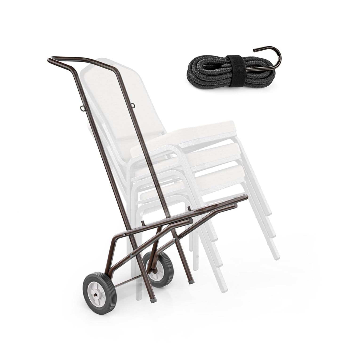 OEF Furnishings Premium Dollies OEFDY-9000 Stack Chair Dolly Brown Powder Coated Steel Hand Cart with Hard Rubber Wheels (12 Chairs Fits OEF9100 OEF9200 OEF9300 Series 1375 lb Capacity)