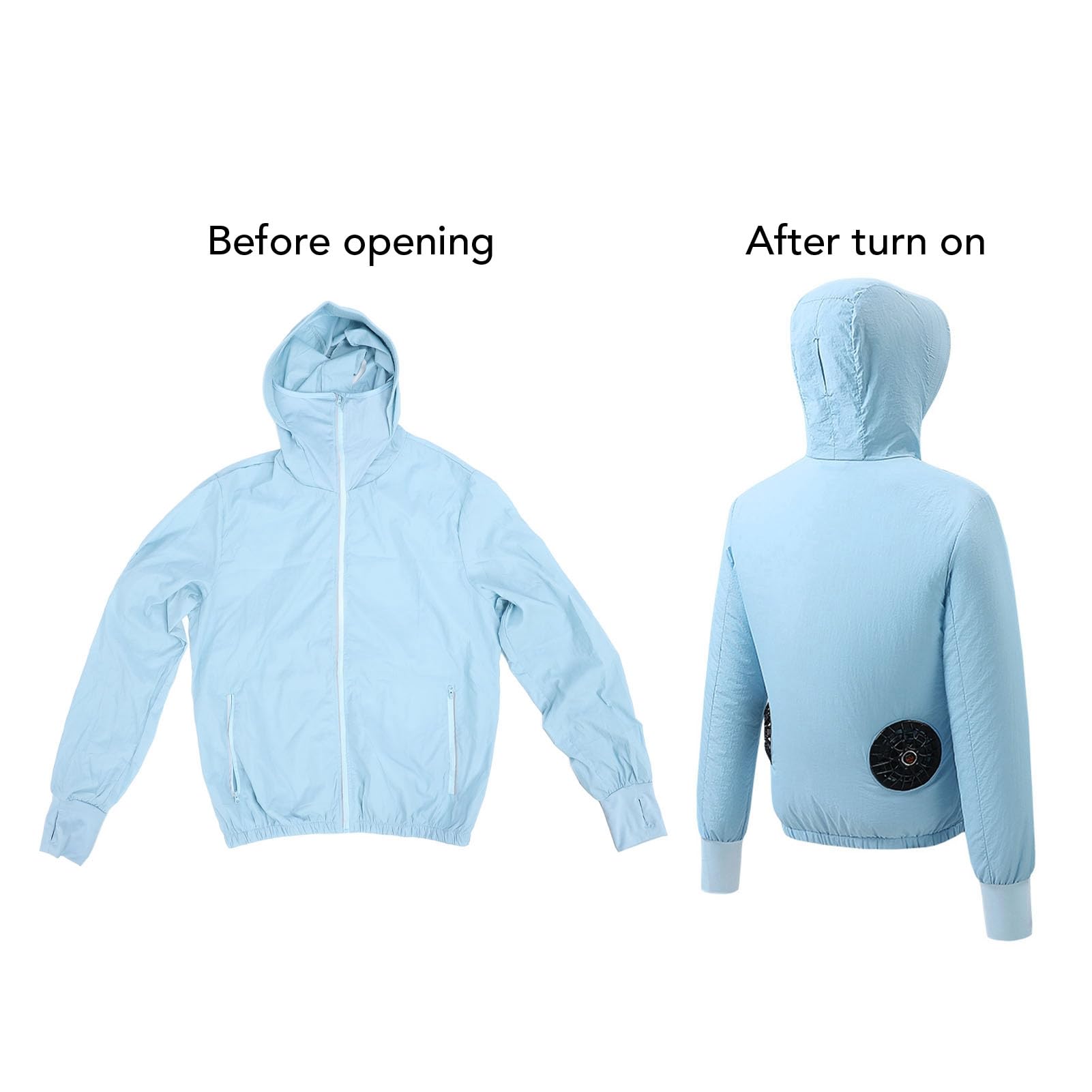 Kühljacke mit 2 Ventilatoren, Sonnenschutzkleidung, 3-Gang-klimatisierte Kleidung für den Außenbereich, Blau (M)