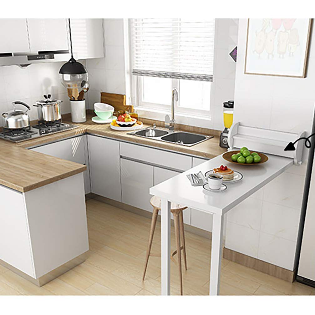 Mesa Dobrável Montada Na Parede Clikuutory - Para Espaços Pequenos | Preto Alto Brilho | Lavanderia, Cozinha, Escritório