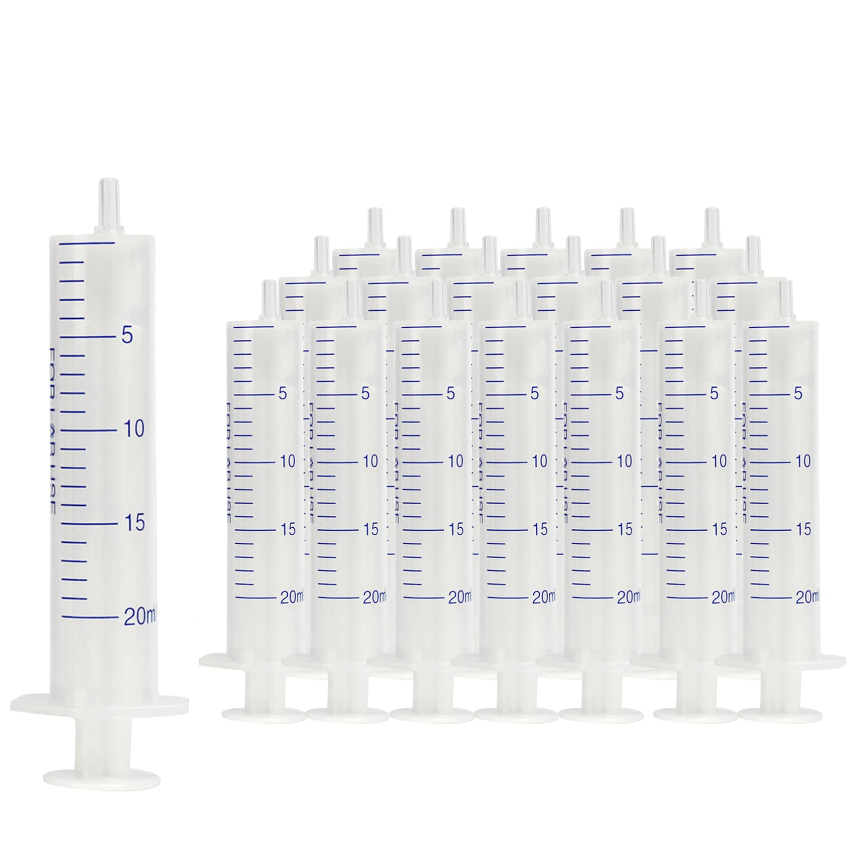 20 PCS 20 ml Plastic Syringe with Measurement, Slip Tip and No Rubber Plunger Small Syringe for for Scientific Lab Injection, Refilling, Measuring