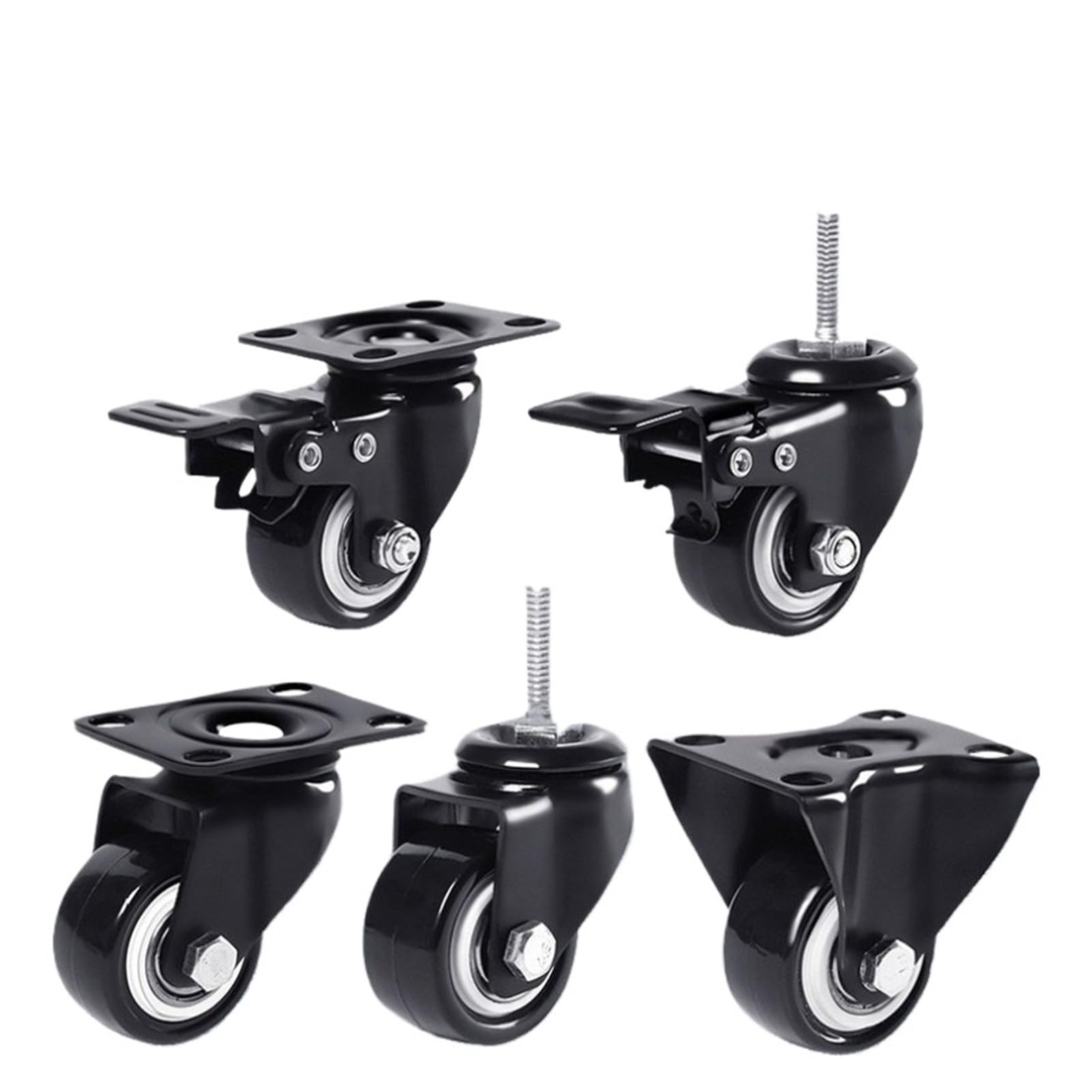 4 Stück Möbelrollen aus weichem Gummi, Universalrad | Schwenkrolle for Plattformwagenzubehör(2 swivel 2 brake-M,2 inch)