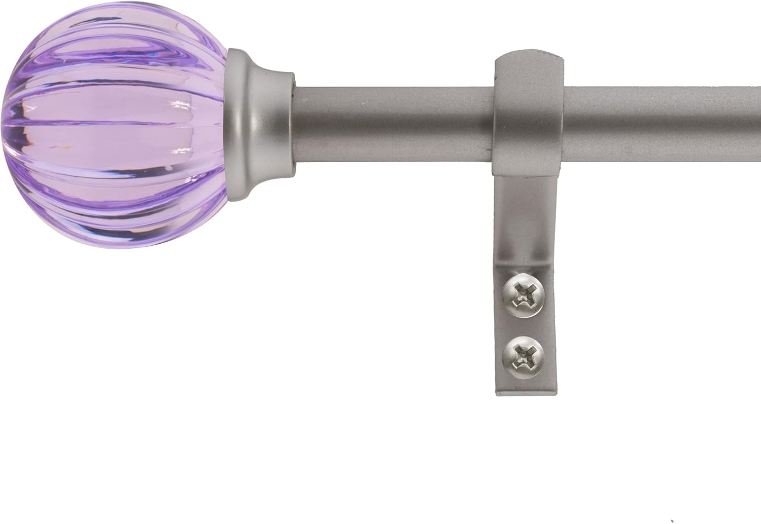 Decopolitan 5/8" Fluted Ball Curtain Rod Set, 48 to 86 Inches, Purple Purple 48 to 86 Inches