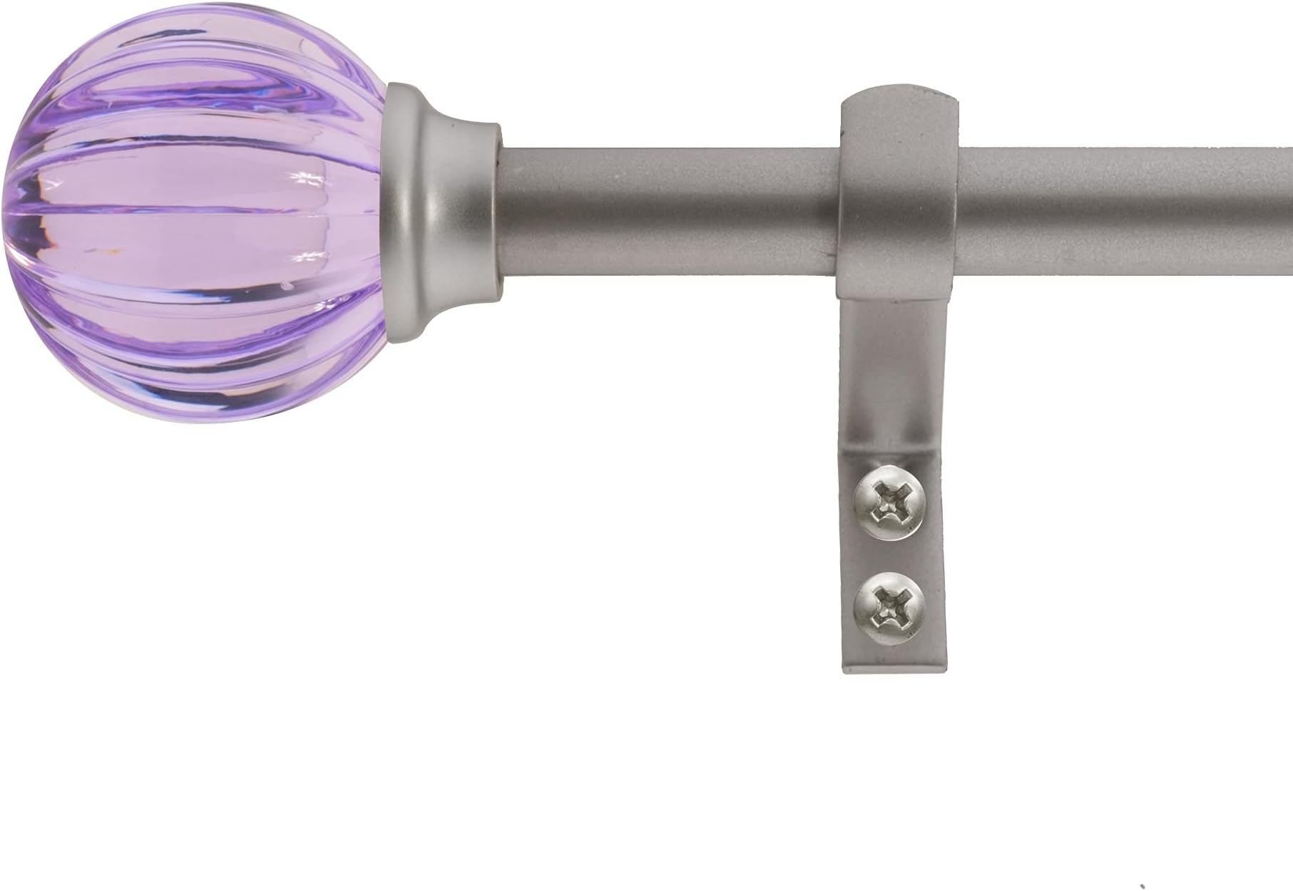Decopolitan 5/8" Fluted Ball Curtain Rod Set, 48 to 86 Inches, Purple