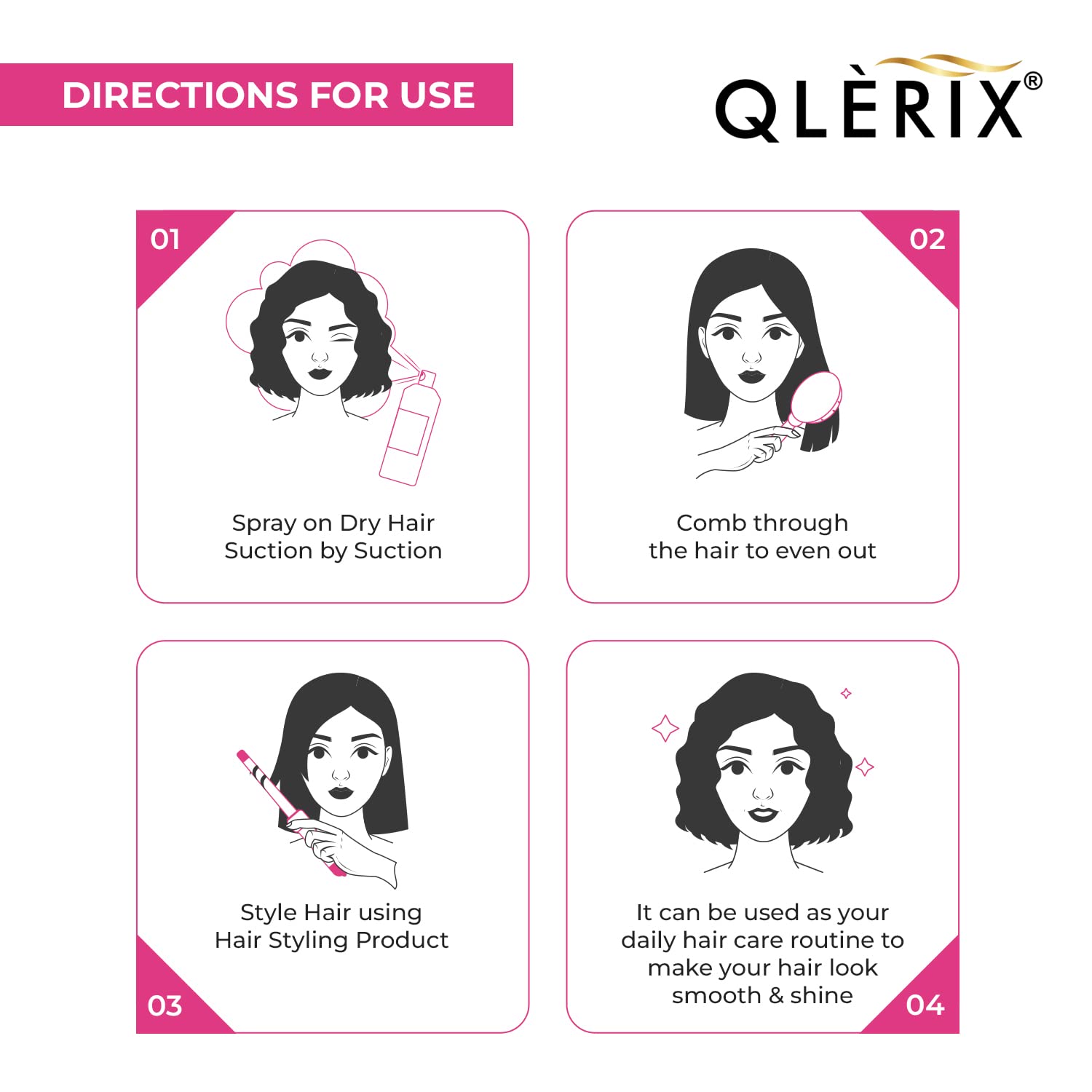 QLERIX Premium Hair Styling and Straightening Heat Protection Hair Spray with Keratin and Argon oil for Men and Women No Sulfate No Parabean 4