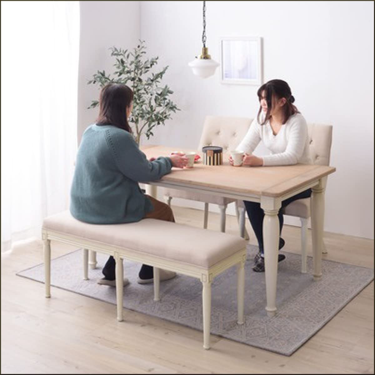 Amazon｜ベンチ 幅117cm 長椅子 イス ダイニング アンティーク風