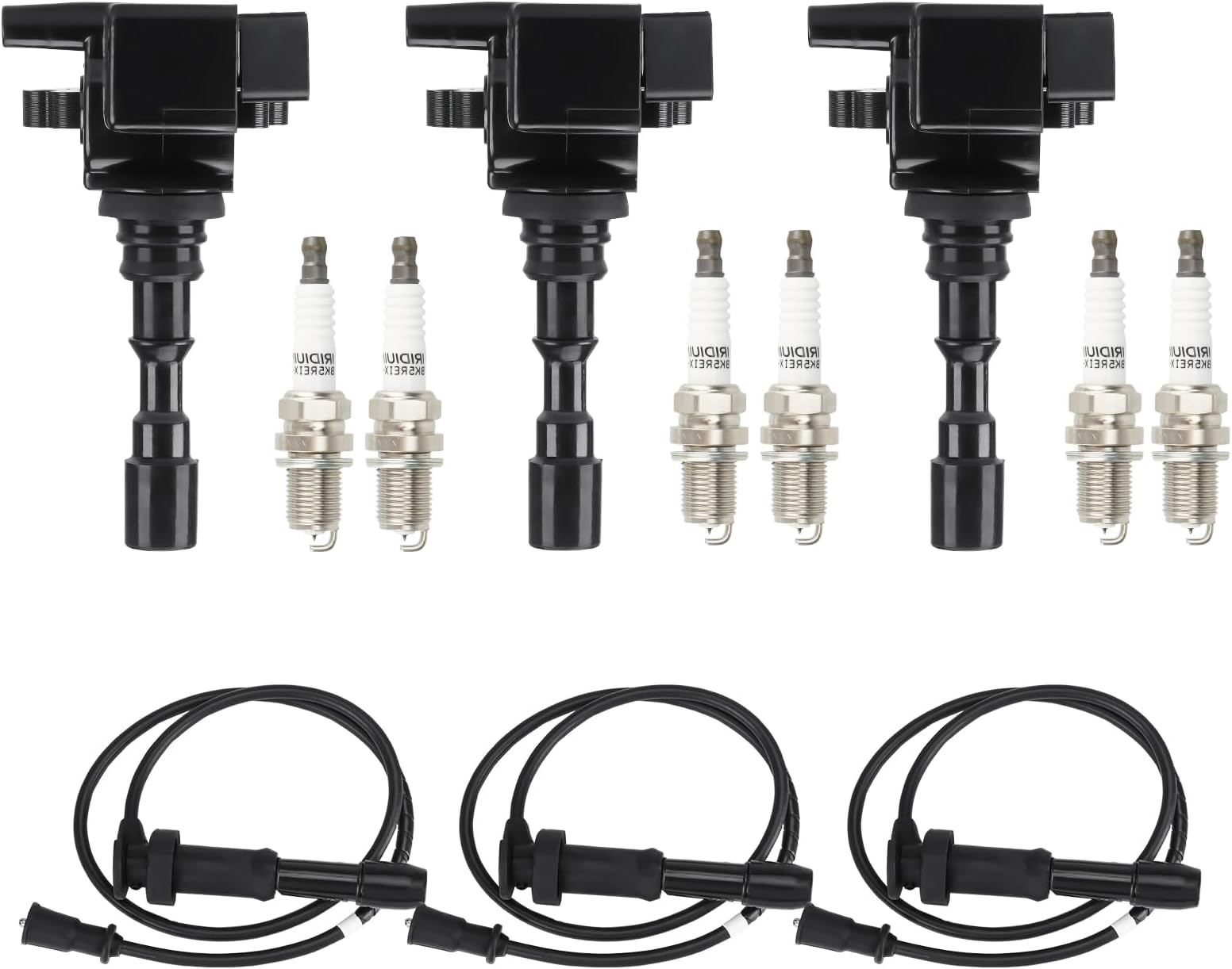 Ignition Coil Pack + Iridium Spark Plugs + Wire for Kia Sorento 2003 2004 2005 2006 3.5L V6, C1445 E596D 5C1435 178-8288 E911 52-1777 IC551 27300-39800 37300-39800 UF-431 4503 UF431 GN10384