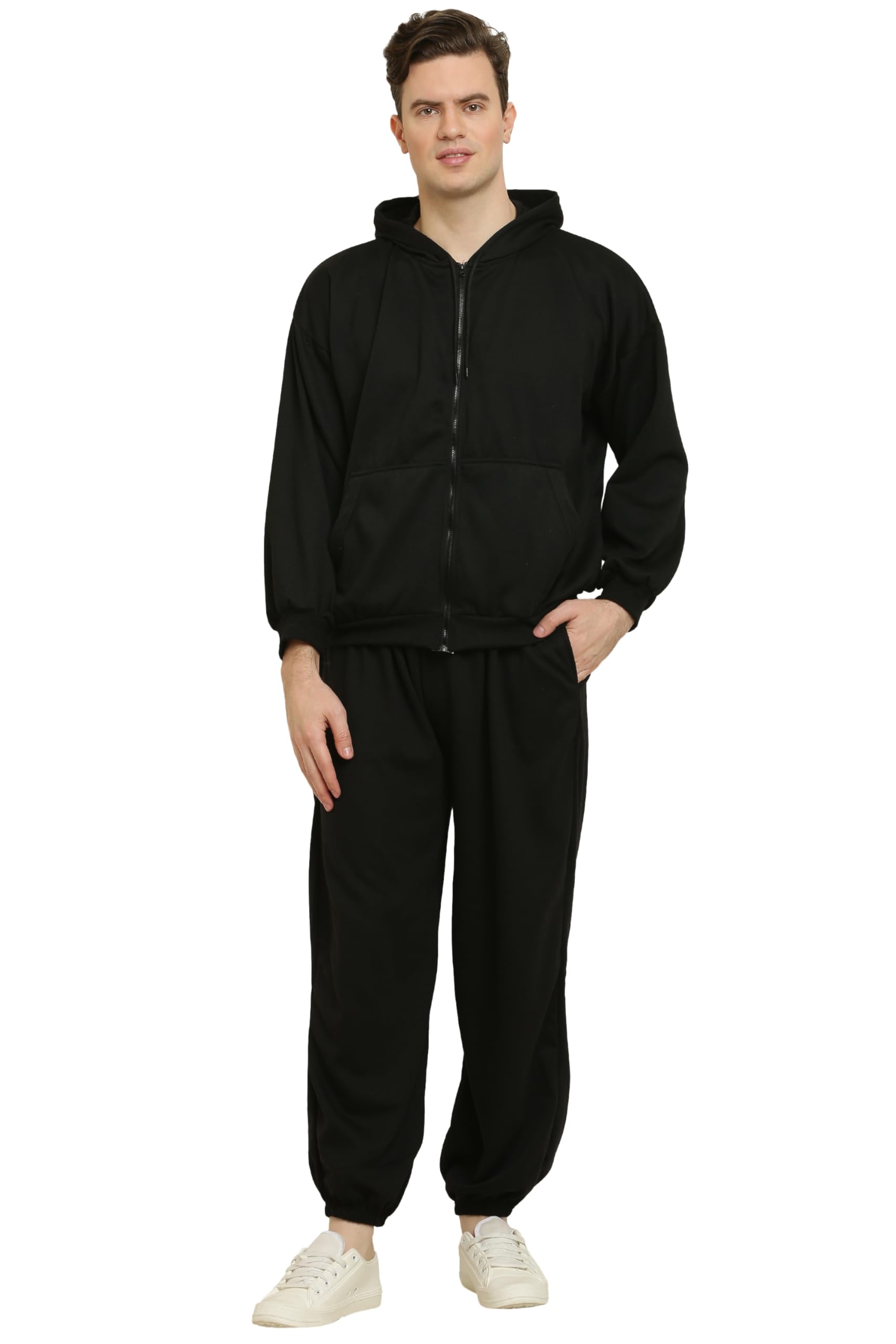 Elegance Men's Fleece Long Sleeve Zipper Hoodies Set Full Length Winter Nightwear Pajama and Jacket Set Tracksuit (7COLOURS) || Small - 10XL ||-image-6