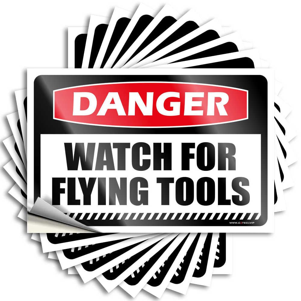 Funny for Teen Stickers Good Job - Vinyl Waterproof Durable Danger Watch Flying Tools: Fade Resistant Door Decals Peel and Stick(12X18CM-6Pcs)