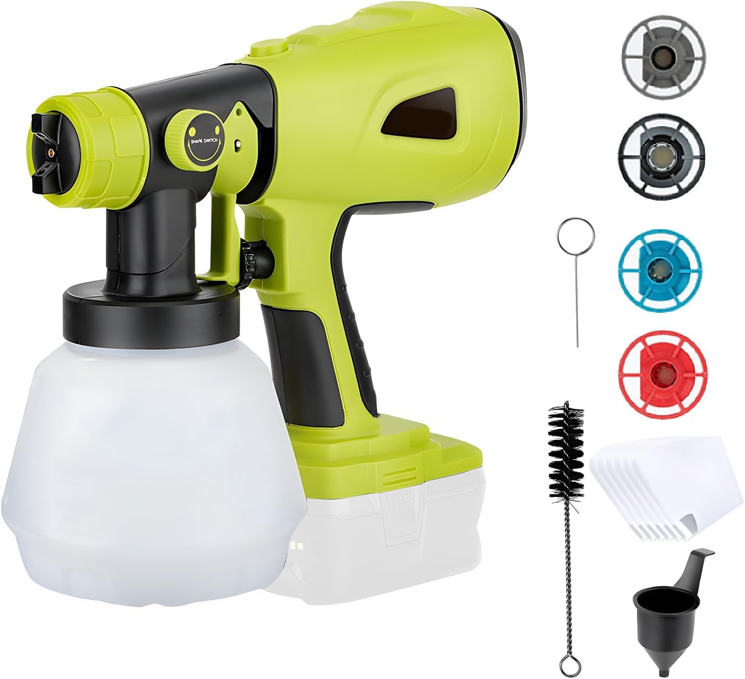 Pulverizador de Pintura inalámbrico para Ryobi de 18 V, Pistola pulverizadora de Pintura eléctrica de Mano con 4 boquillas, Tanque Desmontable de 1000 ml para Muebles del hogar