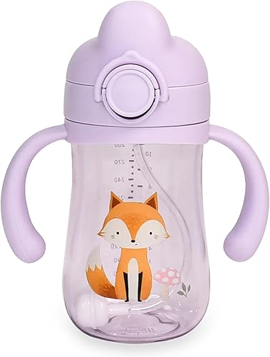 LITTLE RAWR Baby's First Sippy Cup con popote de silicona con peso, a prueba de fugas, a prueba de derrames, de fácil agarre para bebés de 6 meses a