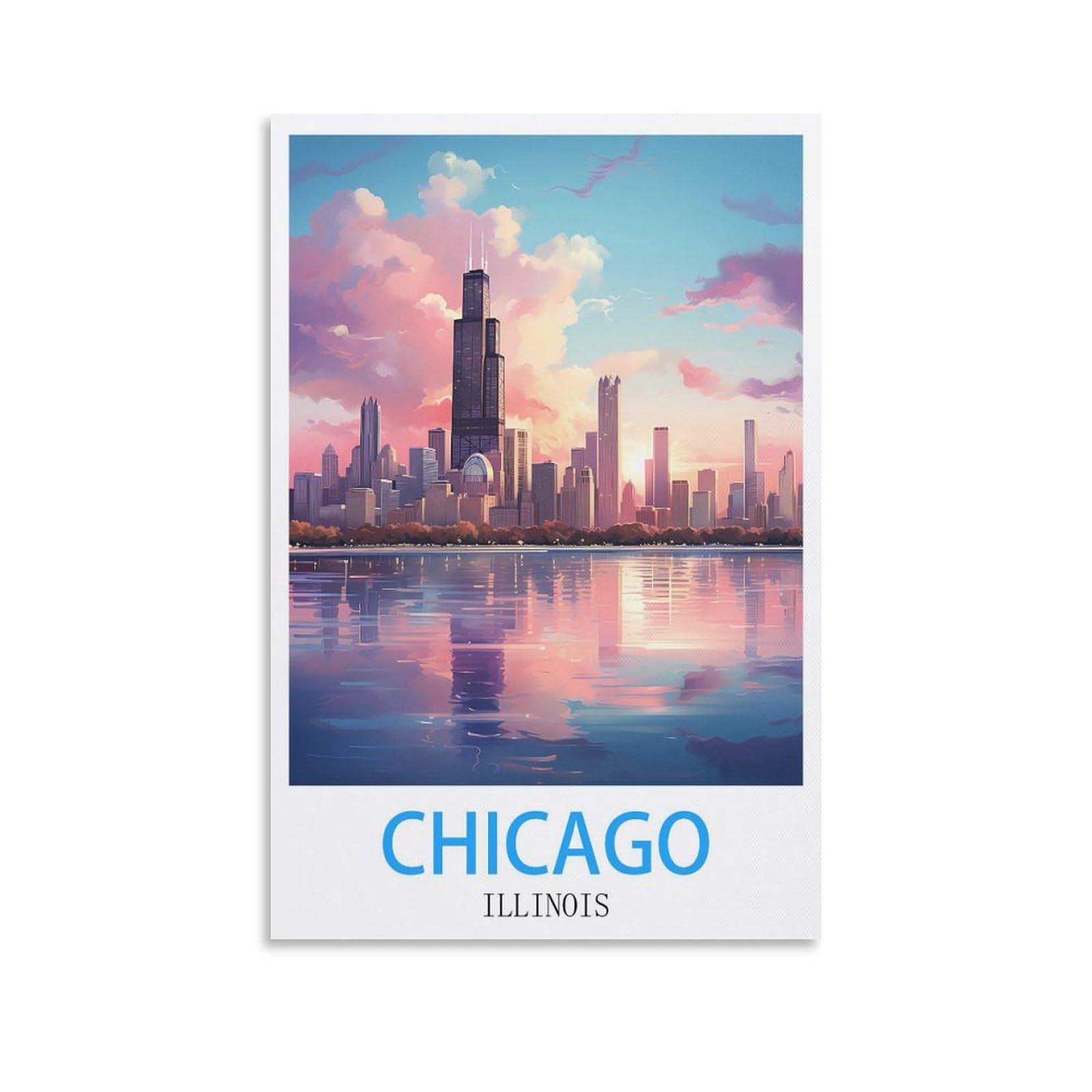 Vintage Metal Tin Sign Chicago Illinoiss Kitchen Bar Novelty Gift Metal Tin Wall Décor Sign 15x30cm