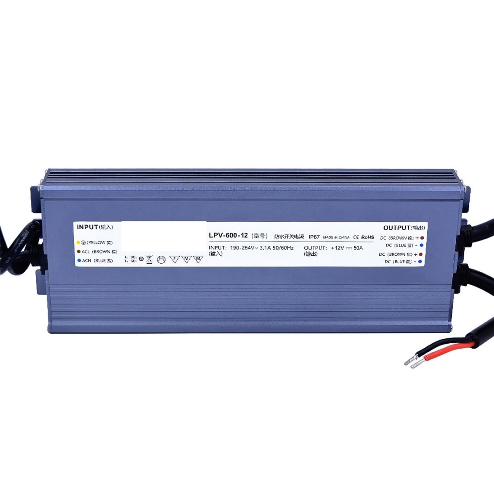 FCARUMIQP LPV-600-12 600W 12V 50A IP67 Switching Power Supply 1Pcs