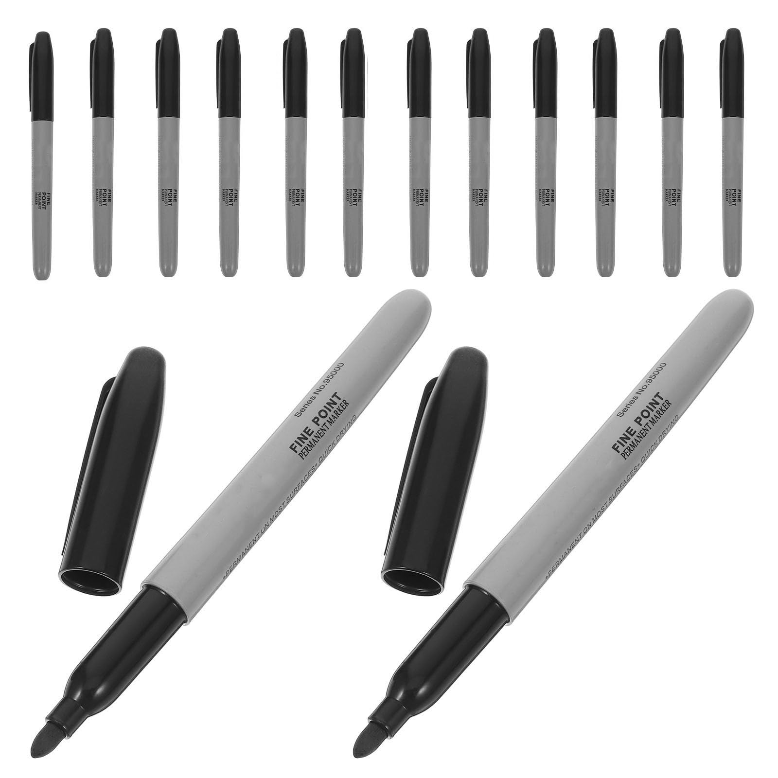 POPETPOP 100 Pièces Marqueur Permanent à Pointe Fine Noir, Séchage Rapide, Compatible Verre et Métal, Recharge Possible, pour Bureaux et Chantiers, Plastique Solide
