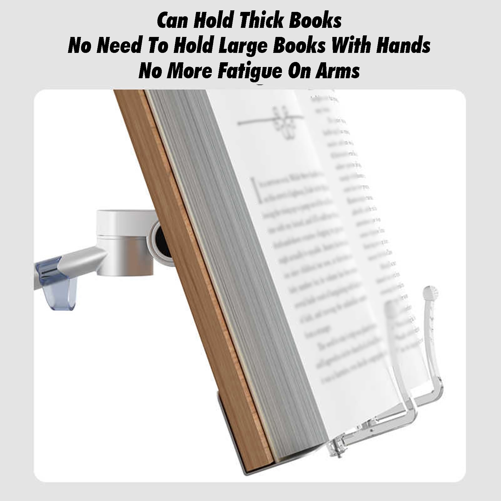 Supporto per libri da pavimento, regolazione dell'angolo di 180° e supporto per pannello girevole a 360° per lettura, robusto e comodo per letto, divano o poltrona reclinabile