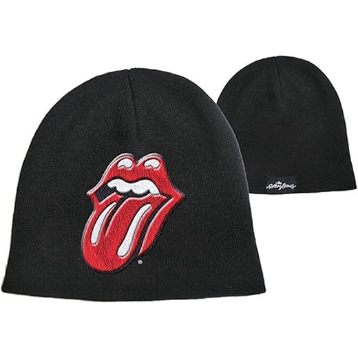 Rolling Stones - Gorro clássico com língua, Preto, Tamanho �nica