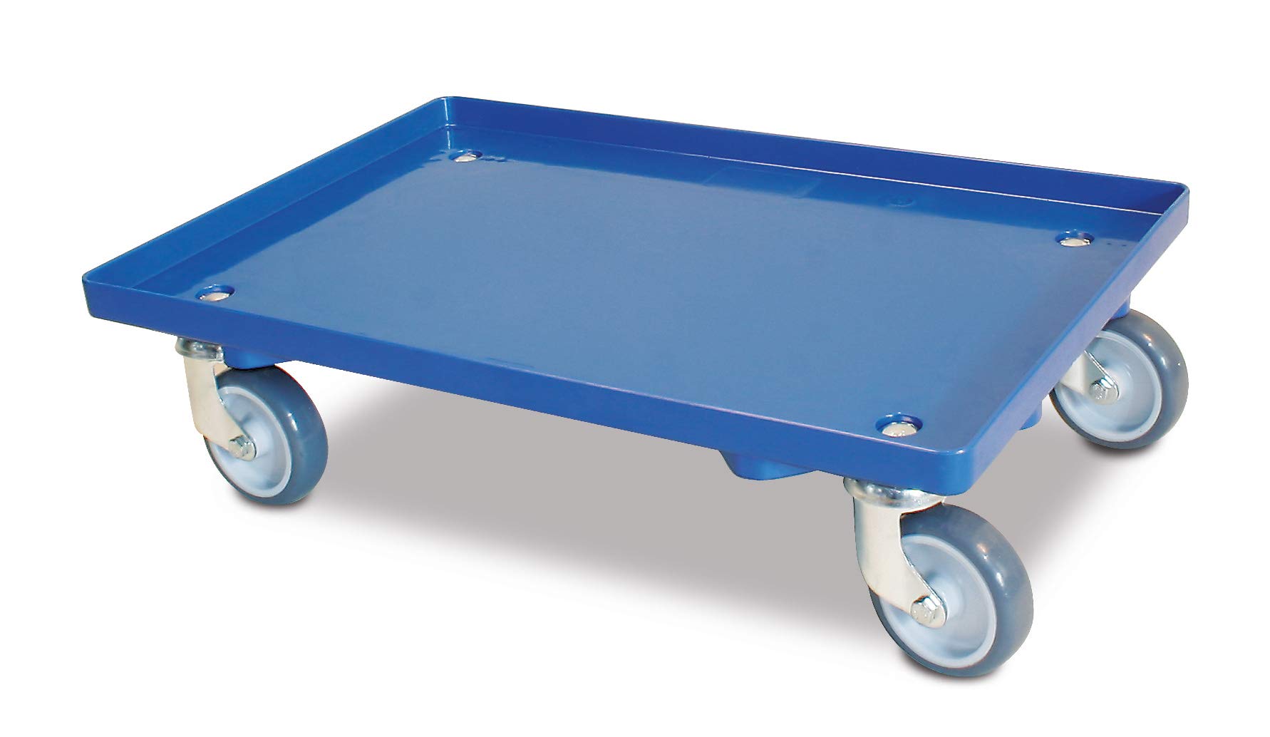 BRB Lot de 4 roulettes de logistique avec plateau, 2 bleus, 2 rouges, pour conteneurs de 600 x 400 mm, charge maximale de 250 kg