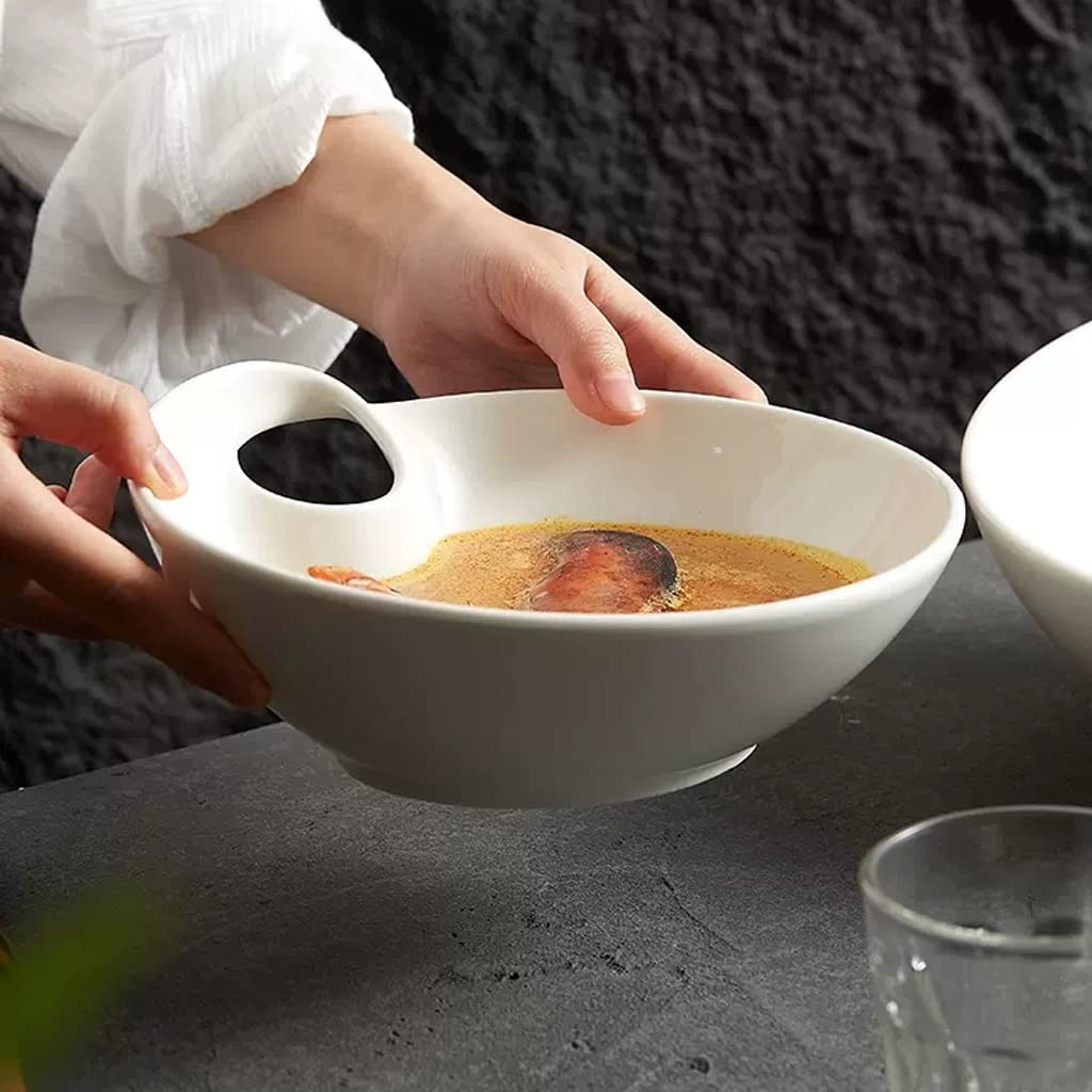 Miski do kuchni duża miska na zupę domowa ceramiczna miska sałatkowa restauracja gotowana ryba duża miska umywalkowa dwuczęściowa salaterka, biała M