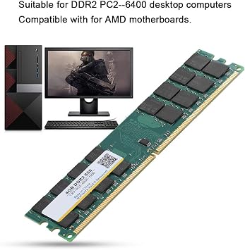 240 Pin PC Memory DDR2, 4GB 800MHz DDR2 Memory Module DDR2 Module Fast Data Transfer Memory Module for PC2-6400 Desktop Computer