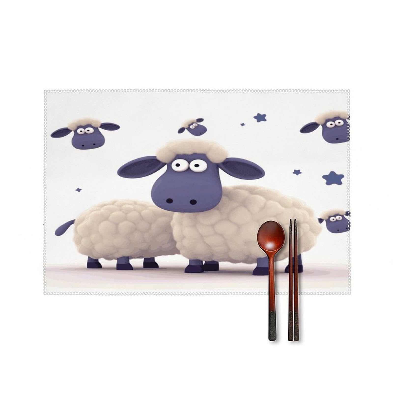 Fekiloot Style Sheep Placemats Set Of 6,Table Mat