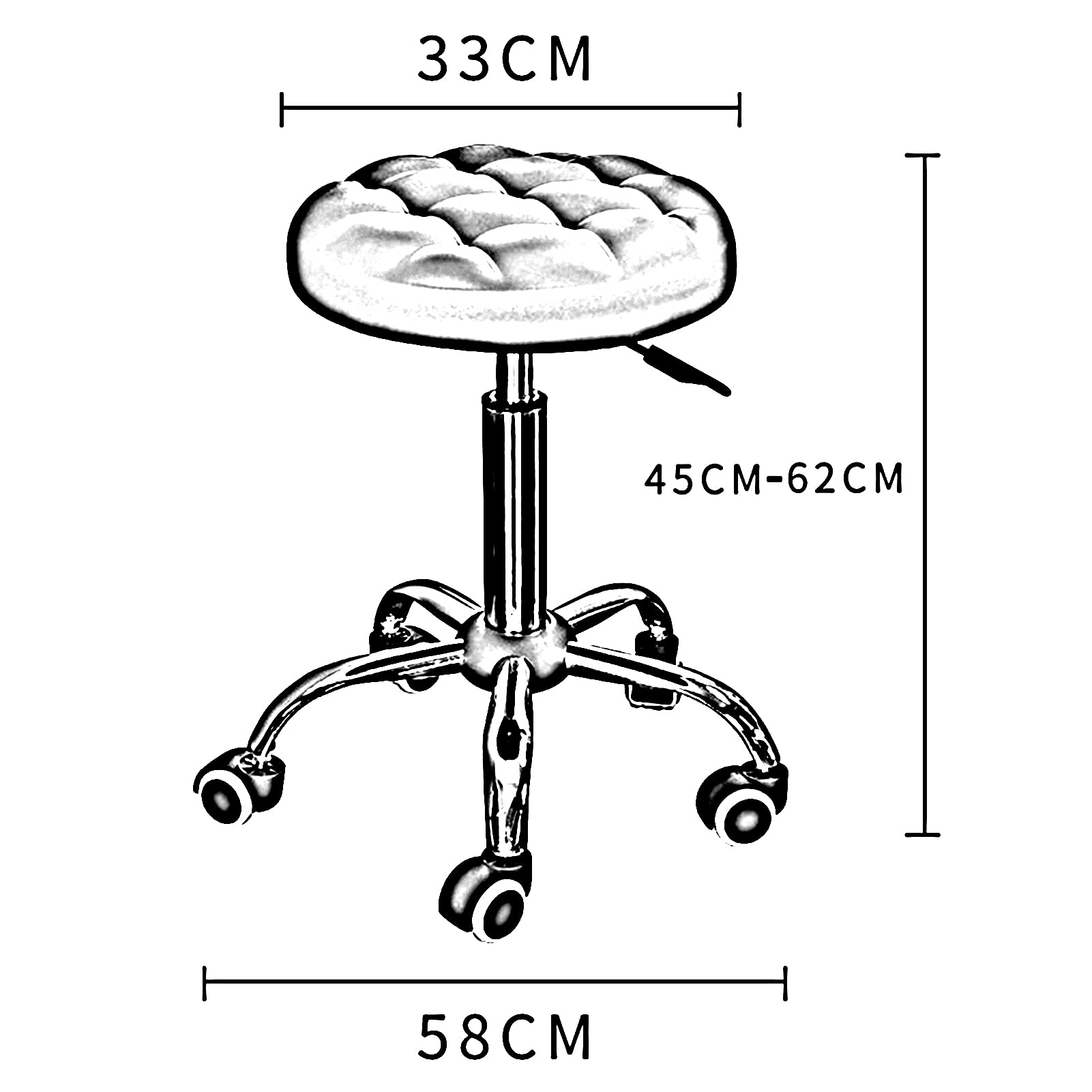 Taburetes giratorios Redondos para salón de Belleza, Barra rodante, Barra de Laboratorio con Ruedas, Altura del Asiento Ajustable 45-62 cm Made in China