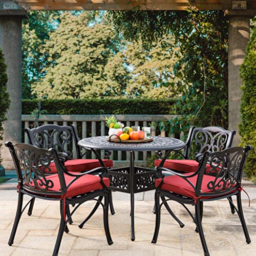 Glitzhome-29-H-Round-Outdoor-Patio-Dining-Table-Cast-Aluminum-Side-Table-Furniture-Stand-with-19-D-Umbrella-Hole-for-Lawn-Garden-Backyard Glitzhome 29 H Round Outdoor Patio Dining Table Cast Aluminum Side Table Furniture Stand with 19 D Umbrella Hole for Lawn Garden Backyard