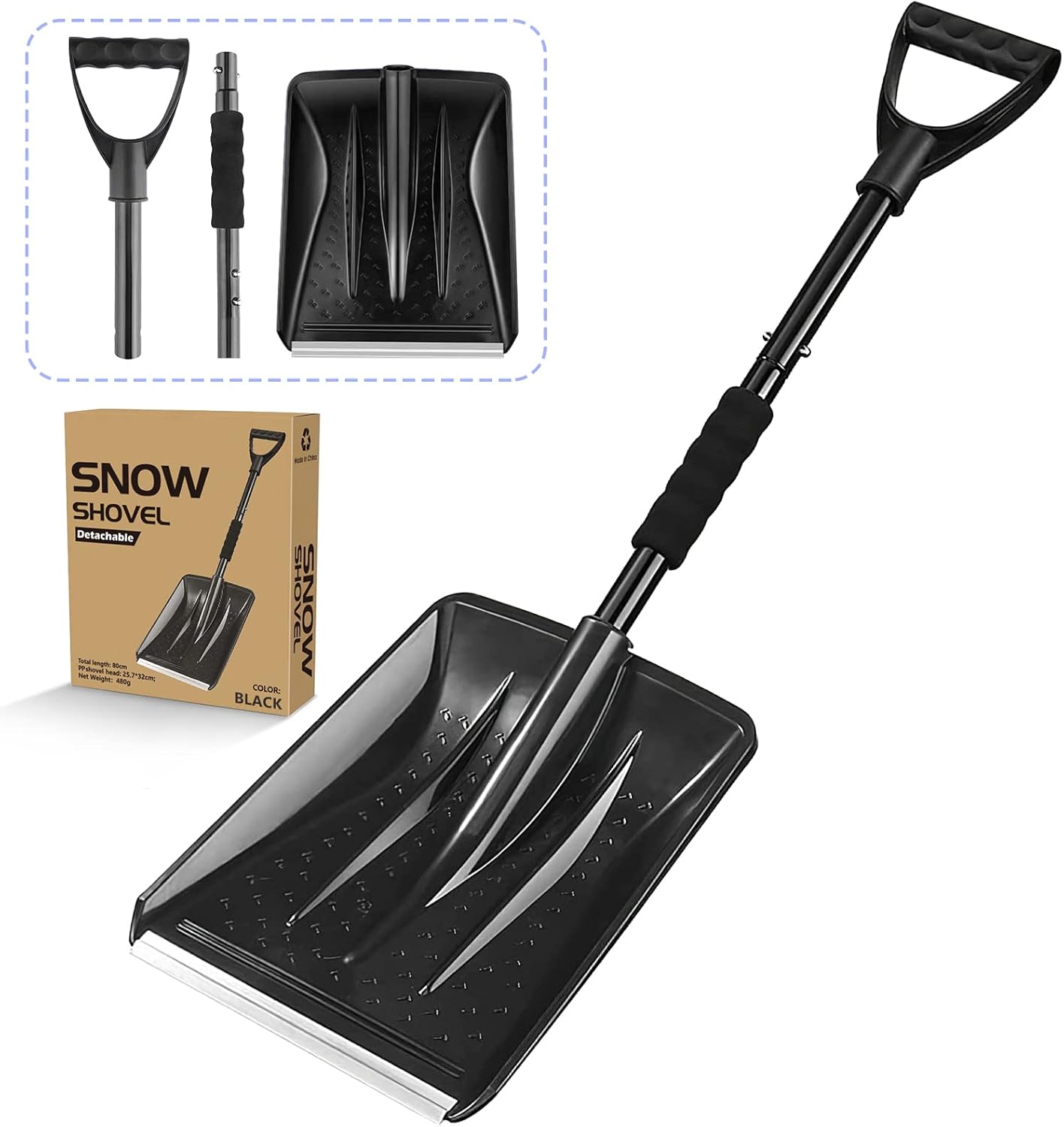 Snow Shovel for Winter, Portable Folding Shovel with