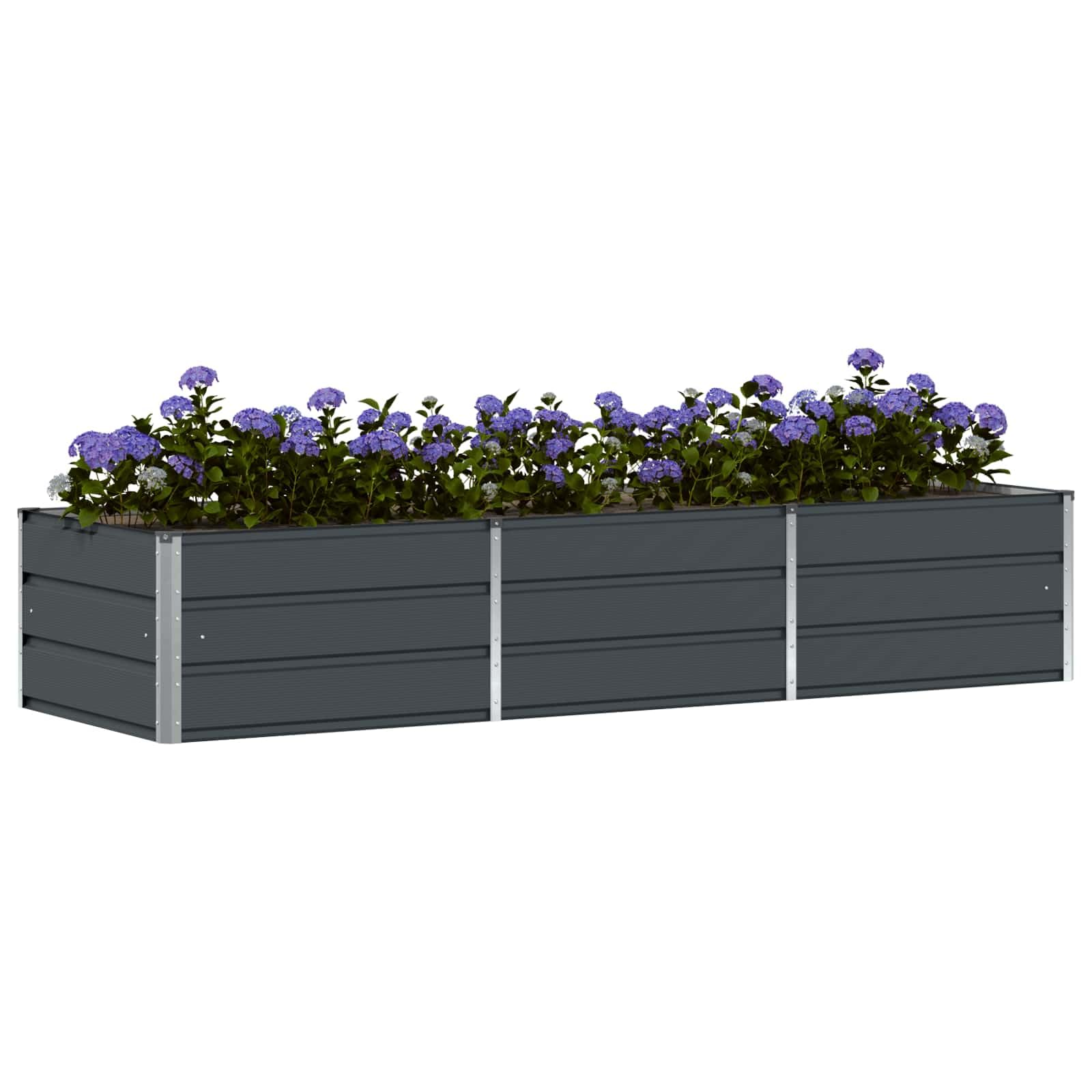 Donica Antracyt 240 x 80 x 45 cm Stal Nowoczesna Donica Ogrodowa Ze Stali Do Wewnątrz i Na Taras Wytrzymała i Stylowa Doniczka Minimalistyczna Roślin Doniczka Duża