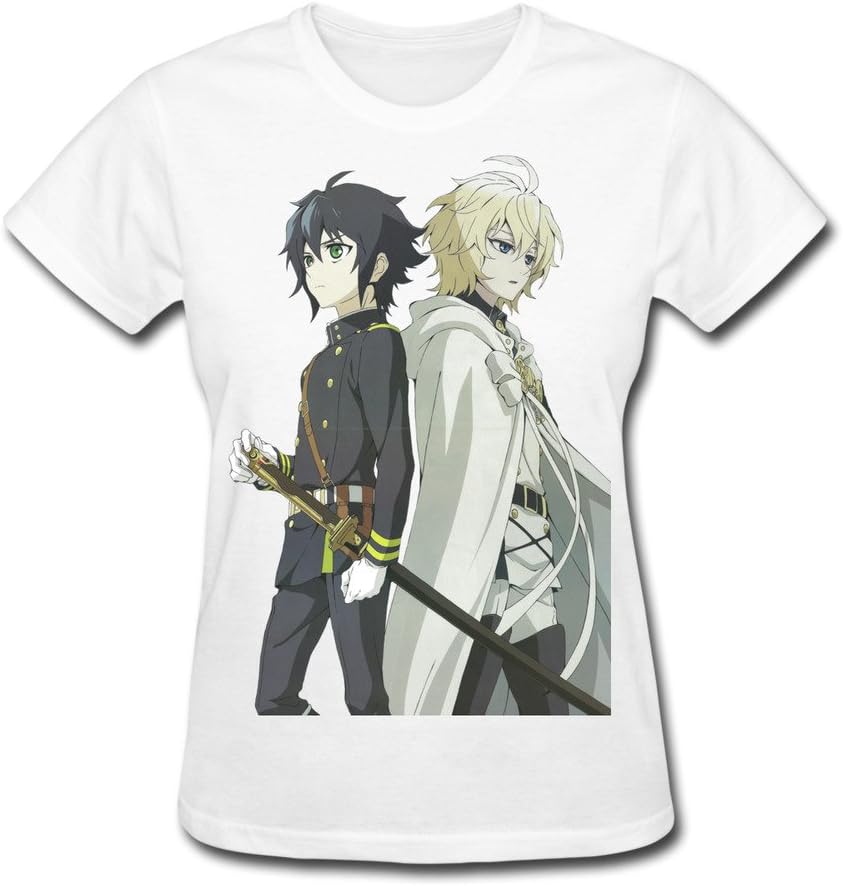 Sept Generic Women's Owari No Seraph Yuu X Mika Hyakuya T-shirt White