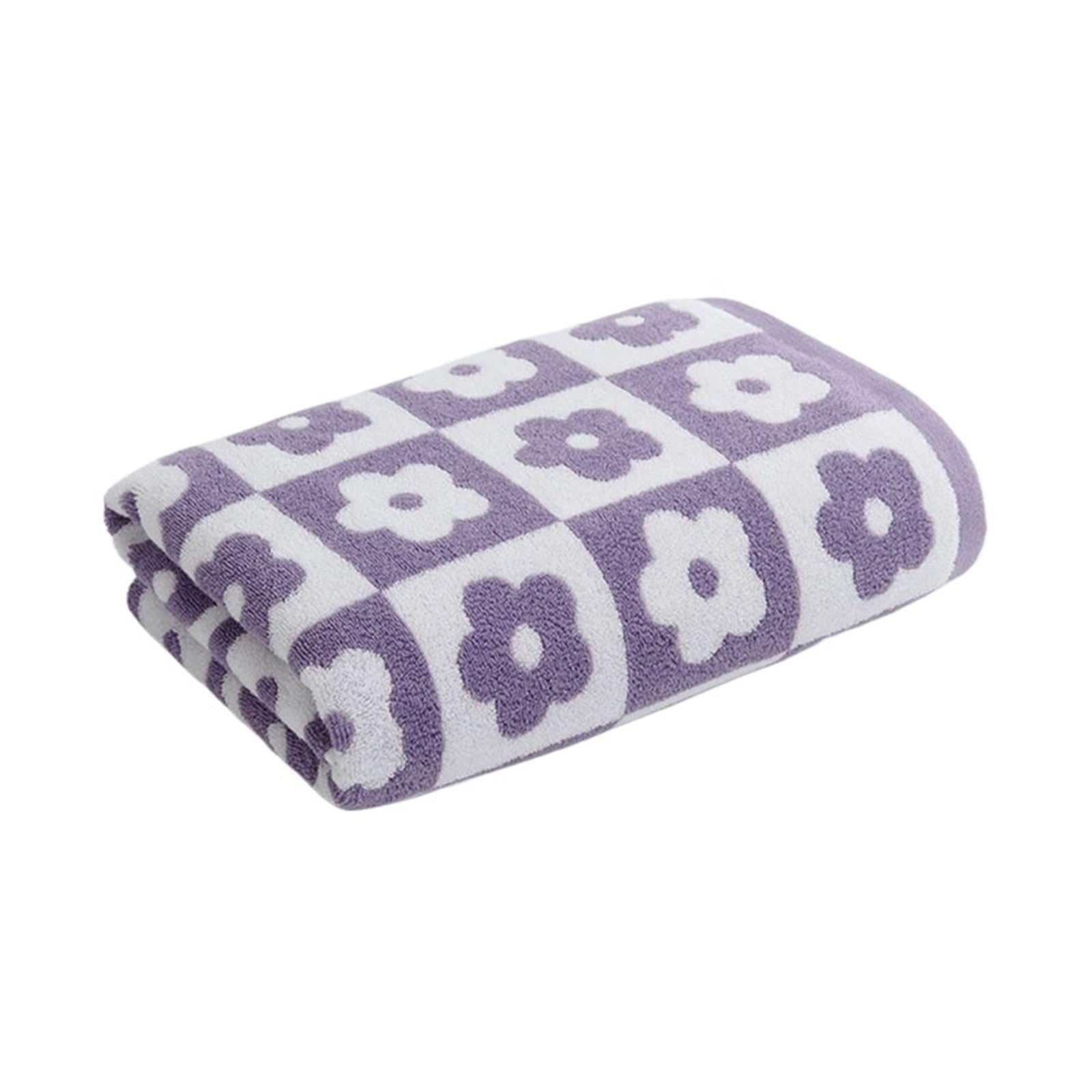 FGUJSUR Bath Towel Cotton Thicked Bath Towel Cartoon Floral Pattern Towels Absorbent Soft Beach Bathroom Shower For Home(PURPLE)