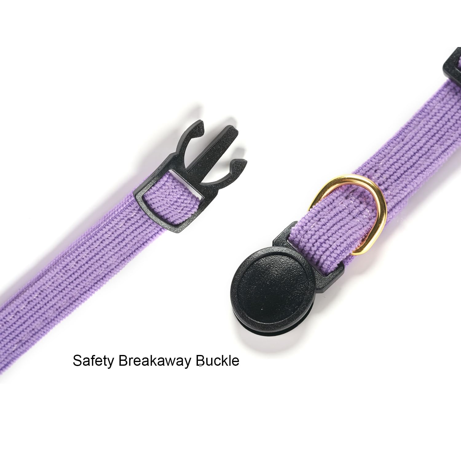 Paquete de 2 collares de pana suave para gatos con pajarita y campana, collar ajustable de algodón para gatito hembra (rosa y morado)