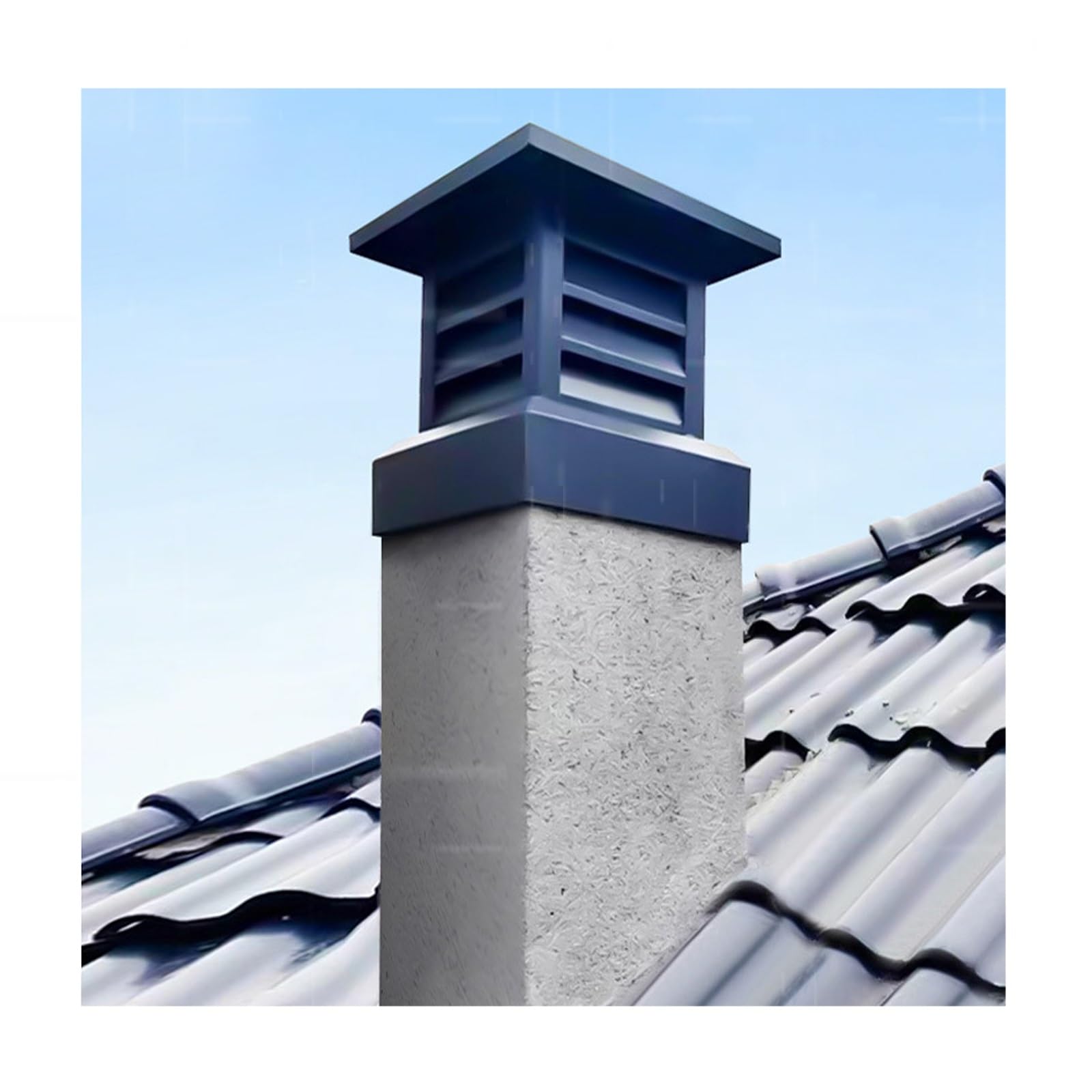 Chapeau de cheminée carré en alu 40x40 cm pour protection toit anti-pluie
