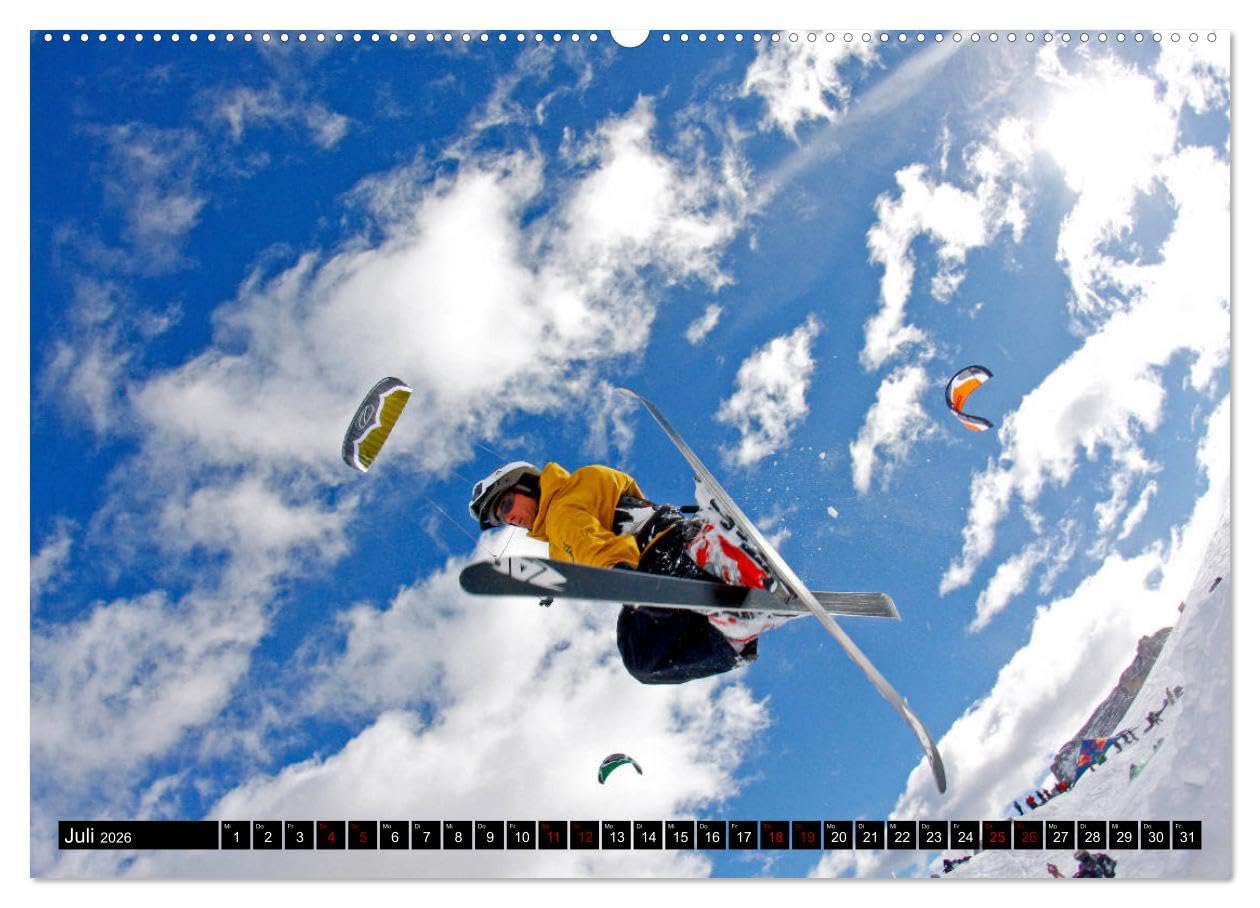 Snowkiting (hochwertiger Premium Wandkalender 2026 DIN A2 quer), Kunstdruck in Hochglanz: Wintersport mit Windkraft (CALVENDO Sport)