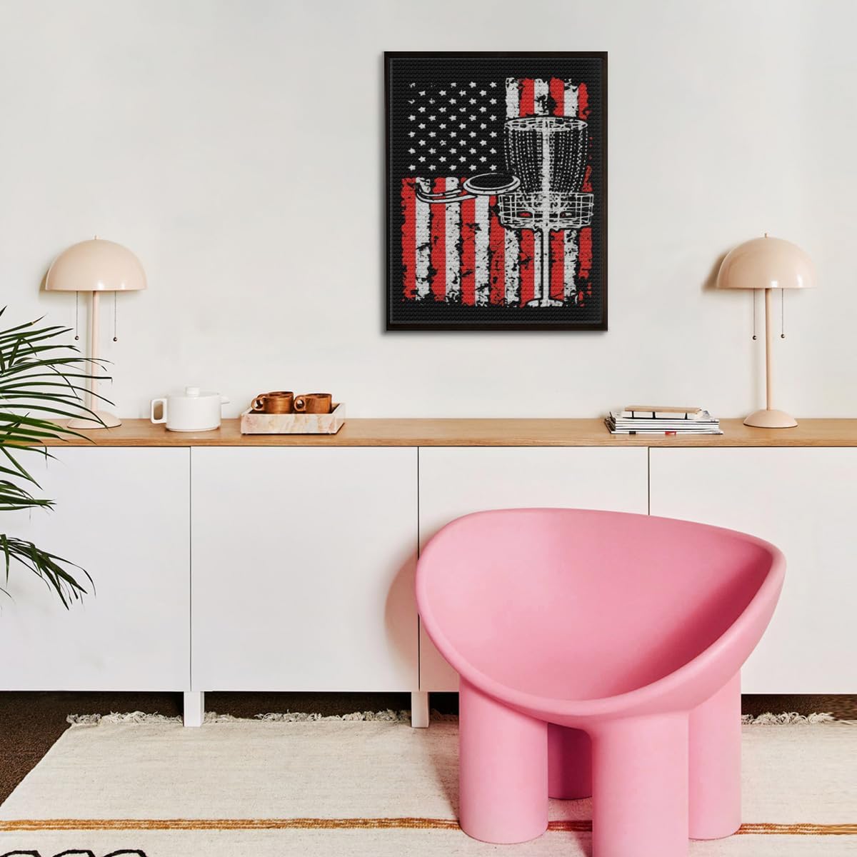 DIY 3D Diamond Painting Drawing Pictures by Number Kits Patriot Disc Golf American Flag Cross Stitch Crystal Rhinestone Embroidery Paintings Pictures Arts Craft for Home Wall Decor image 3