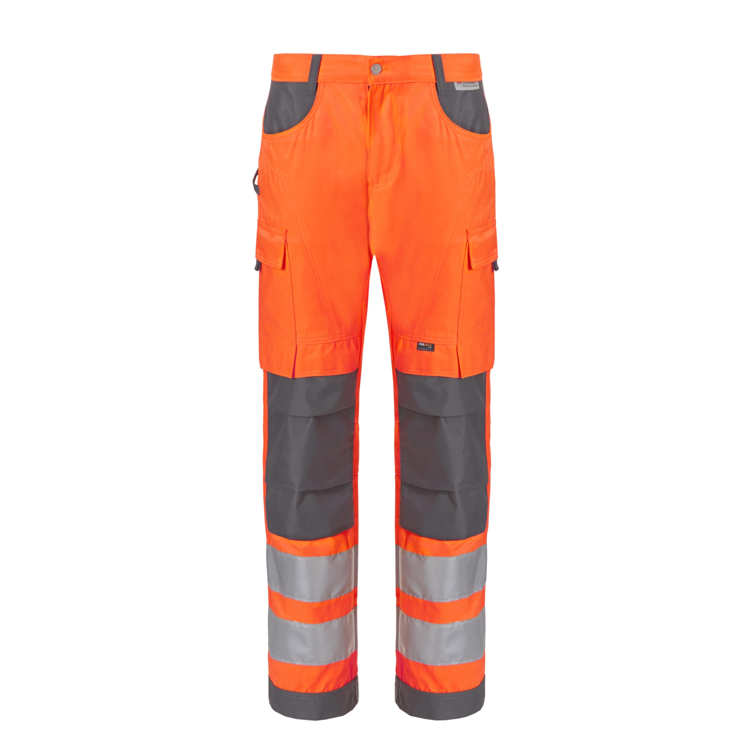 Rovince Safetyline Pantalón de Trabajo Alta Visibilidad Anti-garrapatas con Permetrina, EN ISO 20471, EN-17487:2025, hasta 100 Lavados, Naranja/Gris