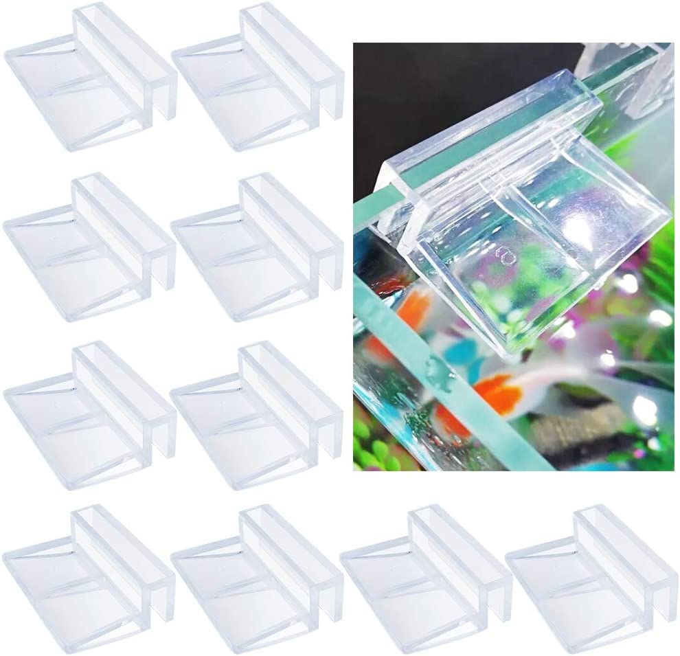 Image of VAYINATO 6 Pcs Acrylic Aquarium Fish Tank Glass Clossing Top Lid Cover Support Clip Clamp for Rimless Aquarium and Top Open Glass Support Suitable for Tank Thickness (10MM) by Petzlifeworld